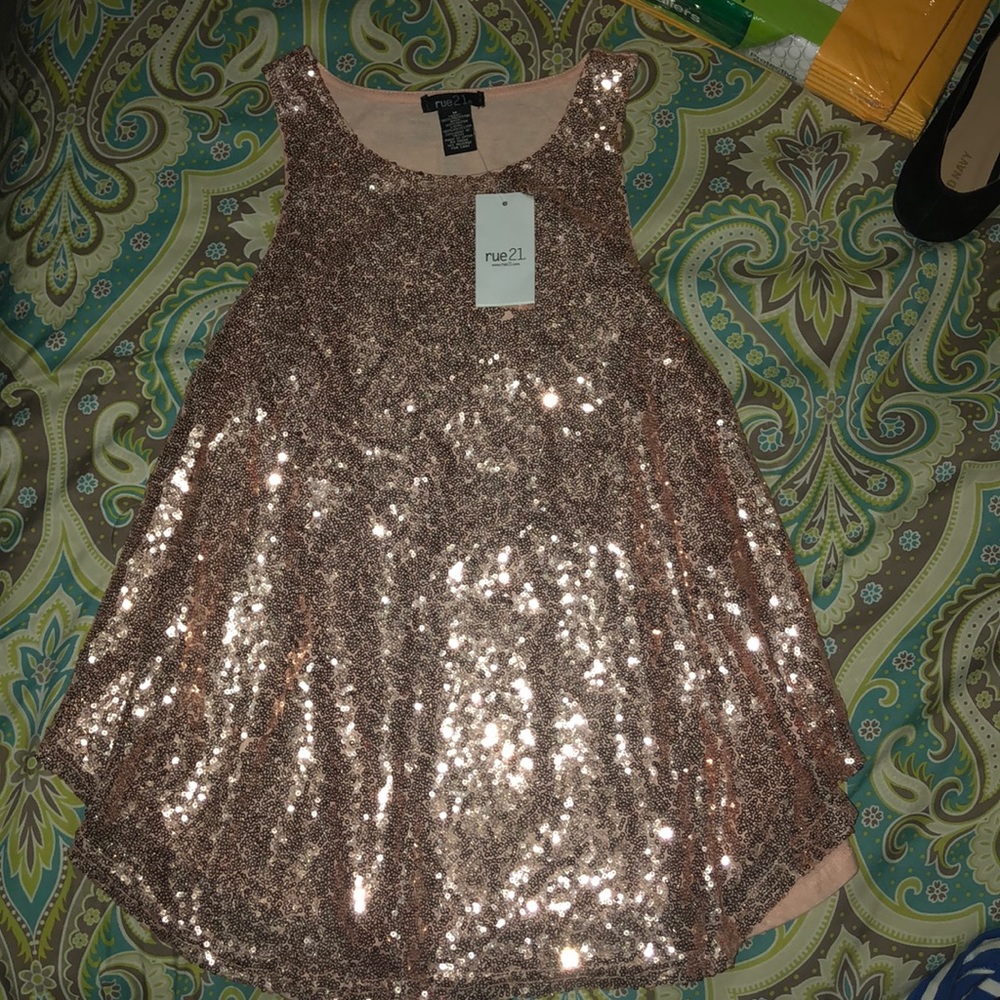 Rose gold sequin top
